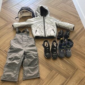 Kids' Silver Jacket and Gray Snow Pants Set snowsuit ski suit 2T